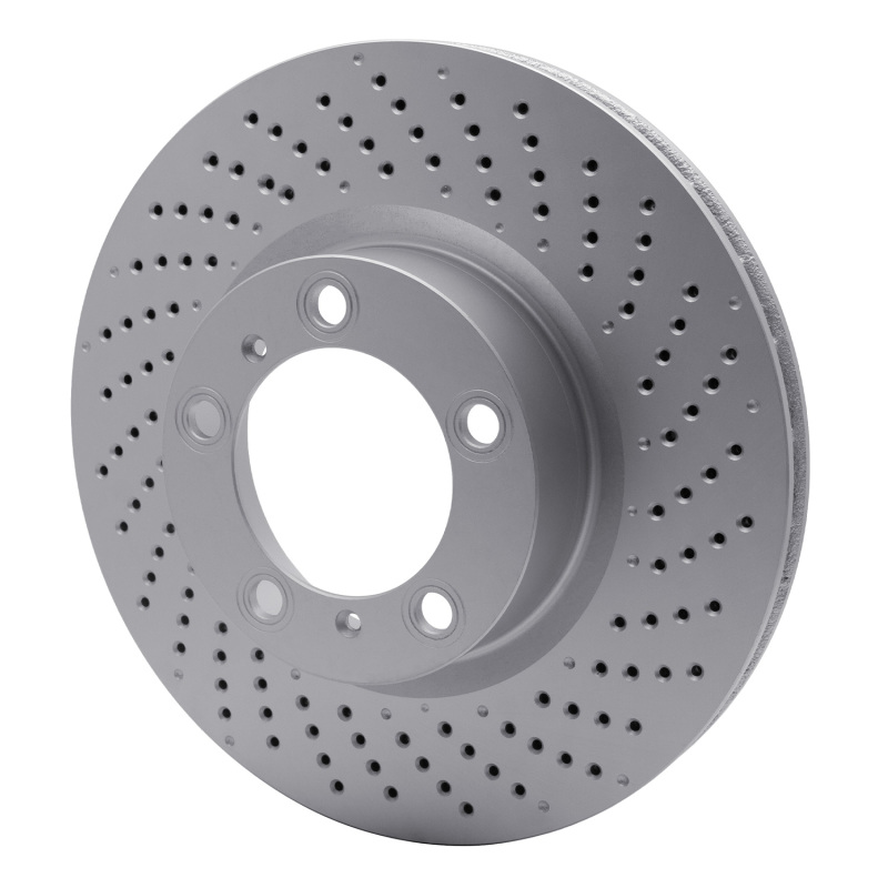 Porsche 718 Cayman Brake Rotor (1) - Right Front - R1 Concepts - GEOSPEC Coated, Drilled - `09-`23